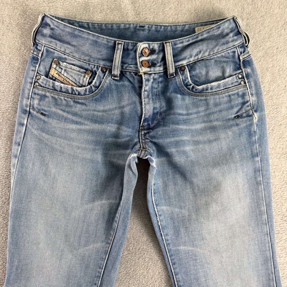 Diesel Ronhar Womens Jeans 29x32 Blue Low Rise Bootcut Distressed Wash 008AT - Picture 3 of 14